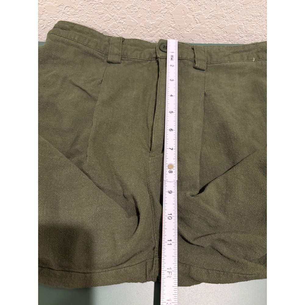 Lulus Olive Green High Waisted Wide Leg Pleated Linen Blend Trousers Small - Picture 4 of 7